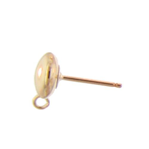 Ear Findings. Gold Filled 7.0mm Width / Length by 4.4mm Thick Saucer Ear Post with 23.0 Guage 2.4mm Open Ring towards the bottom. Quantity Per Pack: 10 Pieces.