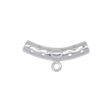 Load image into Gallery viewer, Bails. Sterling Silver 4.42mm Width by 22.6mm Length Filigree Curved Tube, Sliding Bail with 18 Gauge 3.4mm Closed Ring at the Bottom. Quantity per pack - 4 Pieces.
