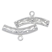 Load image into Gallery viewer, Sterling Silver 4.42mm Width by 22.6mm Length Filigree Curved Tube, Sliding Bail with 18 Gauge 3.4mm Closed Ring at the Bottom. Quantity per pack - 4 Pieces.
