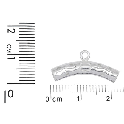 Sterling Silver 4.42mm Width by 22.6mm Length Filigree Curved Tube, Sliding Bail with 18 Gauge 3.4mm Closed Ring at the Bottom. Quantity per pack - 4 Pieces.