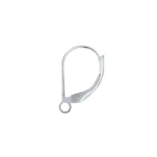 Ear Findings. Sterling Silver 9.6mm Width by 16.5mm Length, Plain Lever Back, With 3.0mm Width by 2.6mm Length Open Loop towards the bottom. Quantity Per Pack: 10 Pieces.