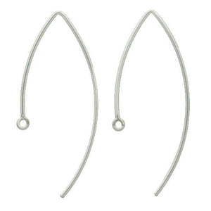 Ear Findings. Sterling Silver 19.0 Gauge, 21.0mm Width by 43.0mm Height, Plain Inverted "V" Ear Wire with 19.0 Gauge, 2.5mm Fix Ring. Quantity Per Pack: 10 Pieces.