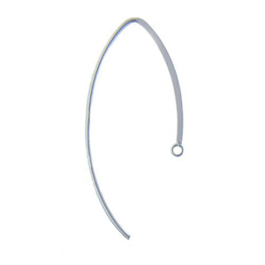 Ear Findings. Sterling Silver 19.0 Gauge, 22.0mm Width by 39.6mm Height, Flat Inverted "V" Ear Wire with 19.0 Gauge, 2.5mm Fix Ring. Quantity Per Pack: 10 Pieces.