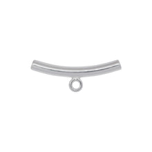 Load image into Gallery viewer, Bails. Sterling Silver 3.0mm Width by 24.0mm Length Smooth Curved Tube, Sliding Bail with 18 Gauge 3.9mm Closed Ring at the Bottom. Quantity per pack - 4 Pieces.
