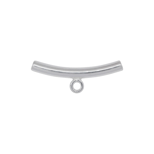 Bails. Sterling Silver 3.0mm Width by 24.0mm Length Smooth Curved Tube, Sliding Bail with 18 Gauge 3.9mm Closed Ring at the Bottom. Quantity per pack - 4 Pieces.