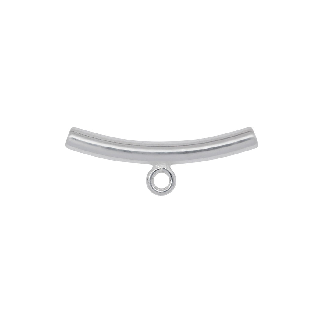 Bails. Sterling Silver 3.0mm Width by 24.0mm Length Smooth Curved Tube, Sliding Bail with 18 Gauge 3.9mm Closed Ring at the Bottom. Quantity per pack - 4 Pieces.