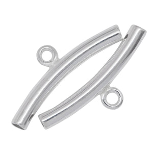 Sterling Silver 3.0mm Width by 24.0mm Length Smooth Curved Tube, Sliding Bail with 18 Gauge 3.9mm Closed Ring at the Bottom. Quantity per pack - 4 Pieces.