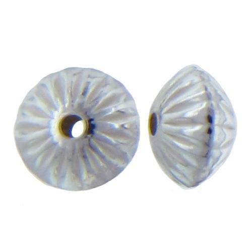 Beads. Sterling Silver 2.3mm Width by 3.3mm Length, Corrugated Seamless Saucer Bead. Quantity per pack: 100 Pieces.