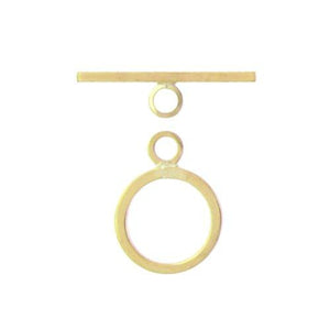 Clasps. Gold Filled 10.4mm Width / Length by 0.9mm Thick, Flat Circle Toggle Clasp Ring and 0.9mm Width by 18.1mm Length. Flat Toggle Clasp Bar. Quantity Per Pack: 2 Pairs.