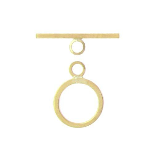 Clasps. Gold Filled 10.7mm Width / Length by 1.2mm Thick, Flat Circle Toggle Clasp Ring and 1.2mm Width by 18.1mm Length, Flat Toggle Clasp Bar. Quantity Per Pack: 2 Pairs.