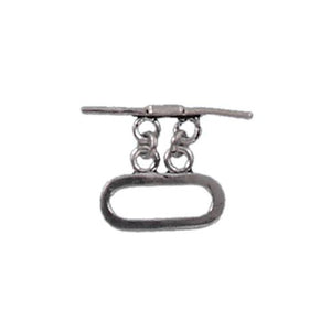 Sterling Silver, 15.7mm Width by 10.8mm Length by 1.2mm Thickness, 2 Strand Oval Toggle Clasp Ring and 2.8mm Width by 22.0mm Length, Fancy Toggle Clasp Bar. Quantity Per Pack: 4 Pairs.