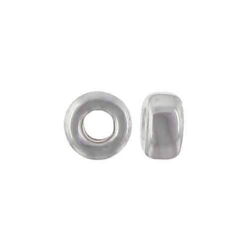 Beads. Sterling Silver 2.2mm by 4.2mm Smooth Seamless Roundel Bead. Quantity per pack: 50 Pieces.