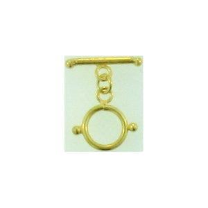 Sterling Silver Gold Plated, 15.7mm Width by 2.3mm Length by 15.5mm Height, Fancy Round Toggle Clasp Ring and 18.7mm Width by 2.3mm Length, Plain Toggle Clasp Bar. Quantity Per Pack: 4 Pairs.