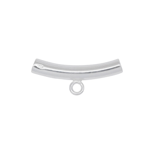 Bails. Sterling Silver 3.98mm Width by 25.1mm Length Smooth Curved Tube, Sliding Bail with 18 Gauge 3.9mm Closed Ring at the Bottom. Quantity per pack - 3 Pieces.