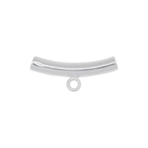 Bails. Sterling Silver 3.98mm Width by 25.1mm Length Smooth Curved Tube, Sliding Bail with 18 Gauge 3.9mm Closed Ring at the Bottom. Quantity per pack - 3 Pieces.