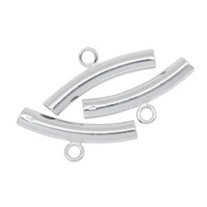 Sterling Silver 3.98mm Width by 25.1mm Length Smooth Curved Tube, Sliding Bail with 18 Gauge 3.9mm Closed Ring at the Bottom. Quantity per pack - 3 Pieces.