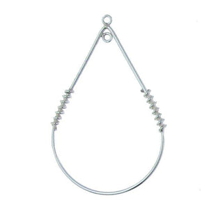 Sterling Silver, 27.6mm Width by 2.5mm Length by 42.6mm Height, Handmade Smooth Teardrop Chandelier With Two Coils. Quantity Per Pack: 4 Pieces.