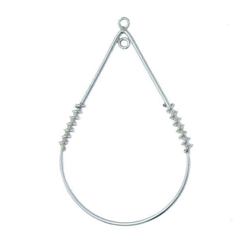 Sterling Silver, 27.6mm Width by 2.5mm Length by 42.6mm Height, Handmade Smooth Teardrop Chandelier With Two Coils. Quantity Per Pack: 4 Pieces.