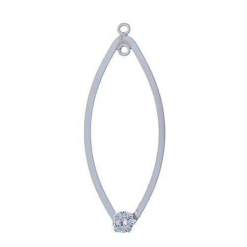 Sterling Silver, 15.7mm Width by 0.4mm Length by 40.6mm Height, Handmade Flat Marquise Chandelier With 3.9mm CZ. Quantity Per Pack: 2 Pieces.