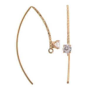 Gold Filled, 20.0 Gauge, 16.8mm Width by 34.8mm Height, Plain Inverted "V" Ear Wire With 4.0mm CZ. Quantity Per Pack: 4 Pieces.