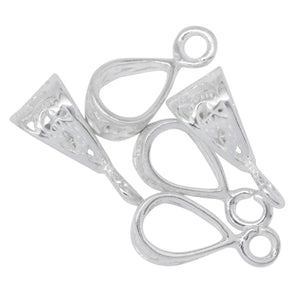 Sterling Silver 7.0mm Width by 10.3mm Height by 6.4mm Length, Filigree Sliding Bail with 17.0 Gauge 4.1mm Open Ring. Quantity per pack - 5 Pieces.