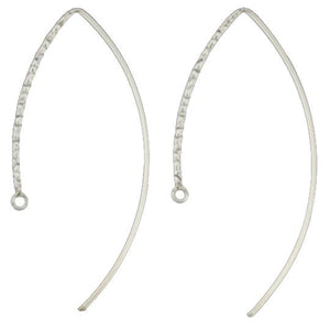 Sterling Silver, 20.0 Gauge, 18.6mm Width by 44.1mm Height, Textured Inverted "V" Ear Wire. Quantity Per Pack: 10 Pieces.