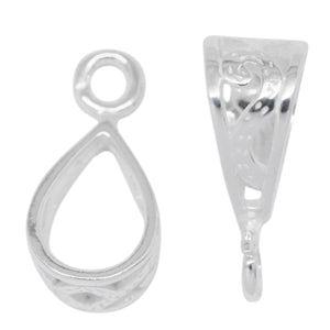 Sterling Silver 8.5mm Width by 12.2mm Height by 6.8mm Length, Filigree Sliding Bail with 16.0 Gauge 4.6mm Open Ring. Quantity per pack - 2 Pieces.