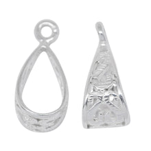 Load image into Gallery viewer, Sterling Silver 9.2mm Width by 14.3mm Length, Filigree Sliding Bail with 16.0 Gauge 4.2mm Open Ring at the Bottom. Quantity per pack - 2 Pieces.
