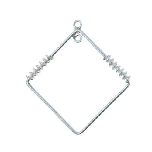 Sterling Silver, 28.0mm Width by 2.5mm Length by 30.4mm Height, Handmade Smooth Diamond Chandelier With Two Coils. Quantity Per Pack: 2 Pieces.