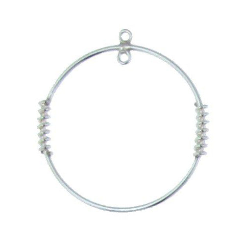 Sterling Silver, 28.4mm Width by 2.5mm Length by 30.6mm Height, Handmade Smooth Circle Chandelier With Two Coils. Quantity Per Pack: 2 Pieces.