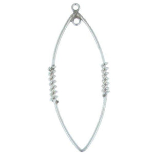 Sterling Silver, 16.3mm Width by 2.5mm Length by 39.9mm Height, Handmade Smooth Marquise Chandelier With Two Coils. Quantity Per Pack: 2 Pieces.