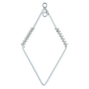 Sterling Silver, 21.6mm Width by 2.5mm Length by 38.1mm Height, Handmade Smooth Diamond Chandelier With Two Coils. Quantity Per Pack: 2 Pieces.