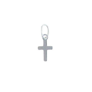 Charms. Sterling Silver 5.3mm Width by 9.5mm Length by 0.4mm Height, Cross Charm With 21.0 Gauge 3.5mm Width by 5.4 Length Ring at the Top. Quantity Per Pack: 50 Pieces.