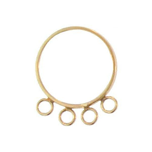 Sterling Silver Gold Plated, 19.6mm Width by 2.0mm Length by 23.2mm Height, Smooth Ring with Four 4.1mm Fix Rings. Quantity Per Pack: 2 Pieces.