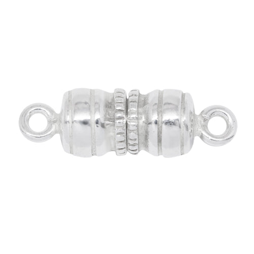 Clasps. Sterling Silver 5.9mm Width by 11.5mm Length, Magnetic Clasp with 18.0 Gauge 3.2mm Closed Ring on Each Side. Quantity Per Pack: 2 Pieces.