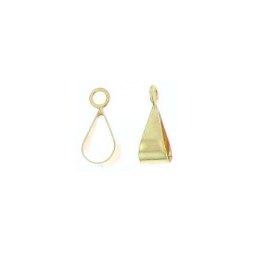 Bails. Sterling Silver Gold Plated 6.1mm Width by 14.5mm Height, Plain Sliding Bail with 19.0 Gauge, 4.5mm Close Ring at the Top. Quantity per pack - 10 Pieces.