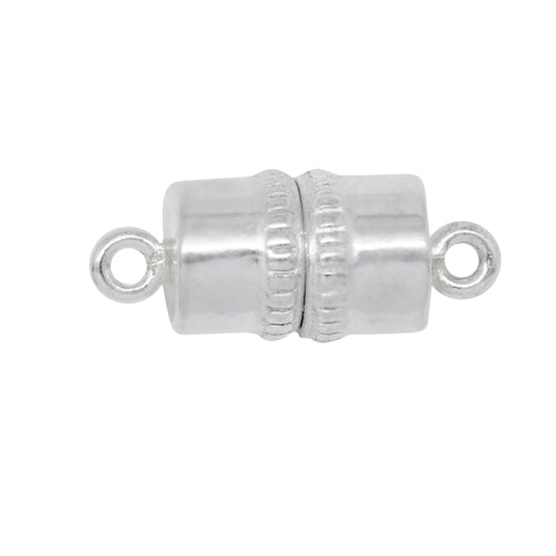 Clasps. Sterling Silver 6.9mm Width by 10.0mm Length, Magnetic Clasp with 18.0 Gauge 2.9mm Closed Ring on Each Side. Quantity Per Pack: 2 Pieces.