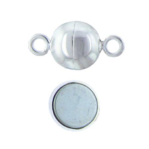 Sterling Silver 10mm Width by 16.5mm Length, Magnetic Clasp with 20.0 Gauge 3.3mm Closed Ring  on Each Side. Quantity Per Pack: 1 Pairs.