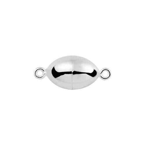 Clasps. Sterling Silver 6.0mm Width by 14.4mm Length, Oval Magnetic Clasp with 20.0 Gauge 2.6mm Closed Ring on Each Side. Quantity Per Pack: 3 Pairs.