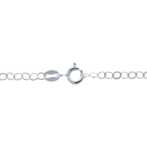 Sterling Silver, 3.6mm Width / Length, 16 Inch Flat Regular Circle Chain with 5.5mm Width / Length by 1.4mm Thick, Smooth Spring Ring Clasp. Quantity Per Pack: 1 Piece.