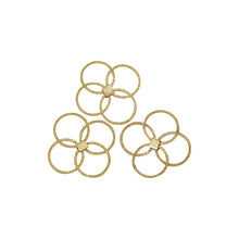 Load image into Gallery viewer, Gold Filled 27.9mm Width by 2.0mm Length by 28.1mm Height, Textured Flower Connector. Quantity Per Pack: 4 Pieces.
