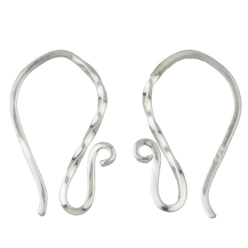 Ear Findings. Sterling Silver 19.0 Gauge, 11.7mm Width by 18.5mm Height, Ear Wire with Twisted Front End. Quantity Per Pack: 20 Pieces.