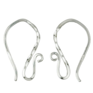 Ear Findings. Sterling Silver 19.0 Gauge, 11.7mm Width by 18.5mm Height, Ear Wire with Twisted Front End. Quantity Per Pack: 20 Pieces.