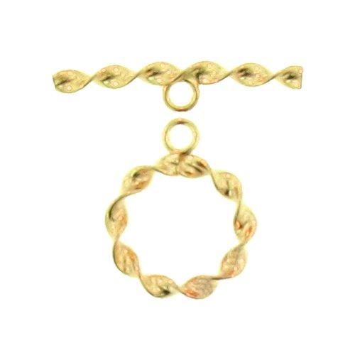 Clasps. Gold Filled 16.1mm Width / Length by 2.7mm Thick Twisted Ribbon Toggle Clasp Ring and 2.6mm Width by 26.0mm Length Twisted Ribbon Toggle Clasp Bar. Quantity Per Pack: 1 Pair.