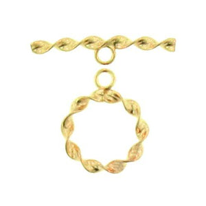 Clasps. Gold Filled 16.1mm Width / Length by 2.7mm Thick Twisted Ribbon Toggle Clasp Ring and 2.6mm Width by 26.0mm Length Twisted Ribbon Toggle Clasp Bar. Quantity Per Pack: 1 Pair.