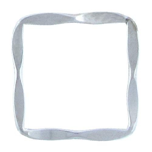 Sterling Silver, 16.9mm Width by 1.3mm Length by 17.1mm Height, Hammered Square Connector. Quantity Per Pack: 2 Pieces.