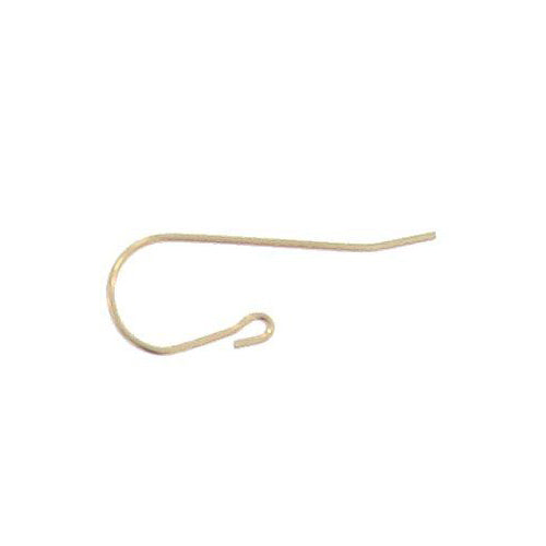 Ear Findings. Gold Filled 22.0 Gauge, 9.5mm Width by 24.7mm Height, Plain Ear Wire With 2.3mm Width / Length Open Loop Towards the Front of the Ear Wire. Quantity Per Pack: 20 Pieces.