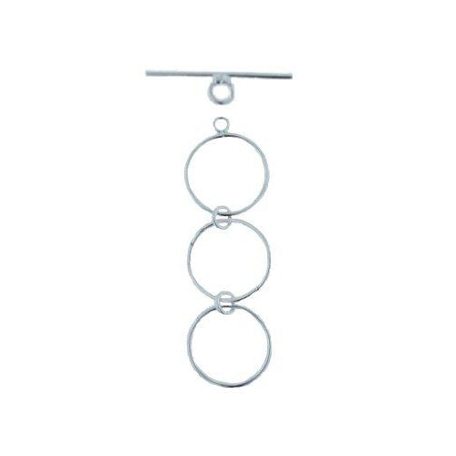 Clasps. Sterling Silver 9.8mm Width / Length, Plain Circle Toggle Clasp Ring with Two 9.8mm Extender Links, and 1.1mm Width by 18.1mm Length, Plain Toggle Clasp Bar. Quantity Per Pack: 5 Pairs.