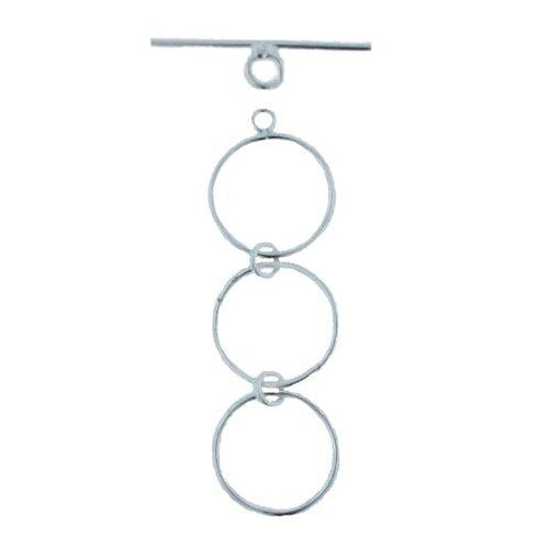 Clasps. Sterling Silver 12.3mm Width / Length, Plain Circle Toggle Clasp Ring with Two 12.3mm Extender Links, and 1.2mm Width by 22.7mm Length, Plain Toggle Clasp Bar. Quantity Per Pack: 5 Pairs.