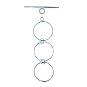 Clasps. Sterling Silver 12.3mm Width / Length, Plain Circle Toggle Clasp Ring with Two 12.3mm Extender Links, and 1.2mm Width by 22.7mm Length, Plain Toggle Clasp Bar. Quantity Per Pack: 5 Pairs.